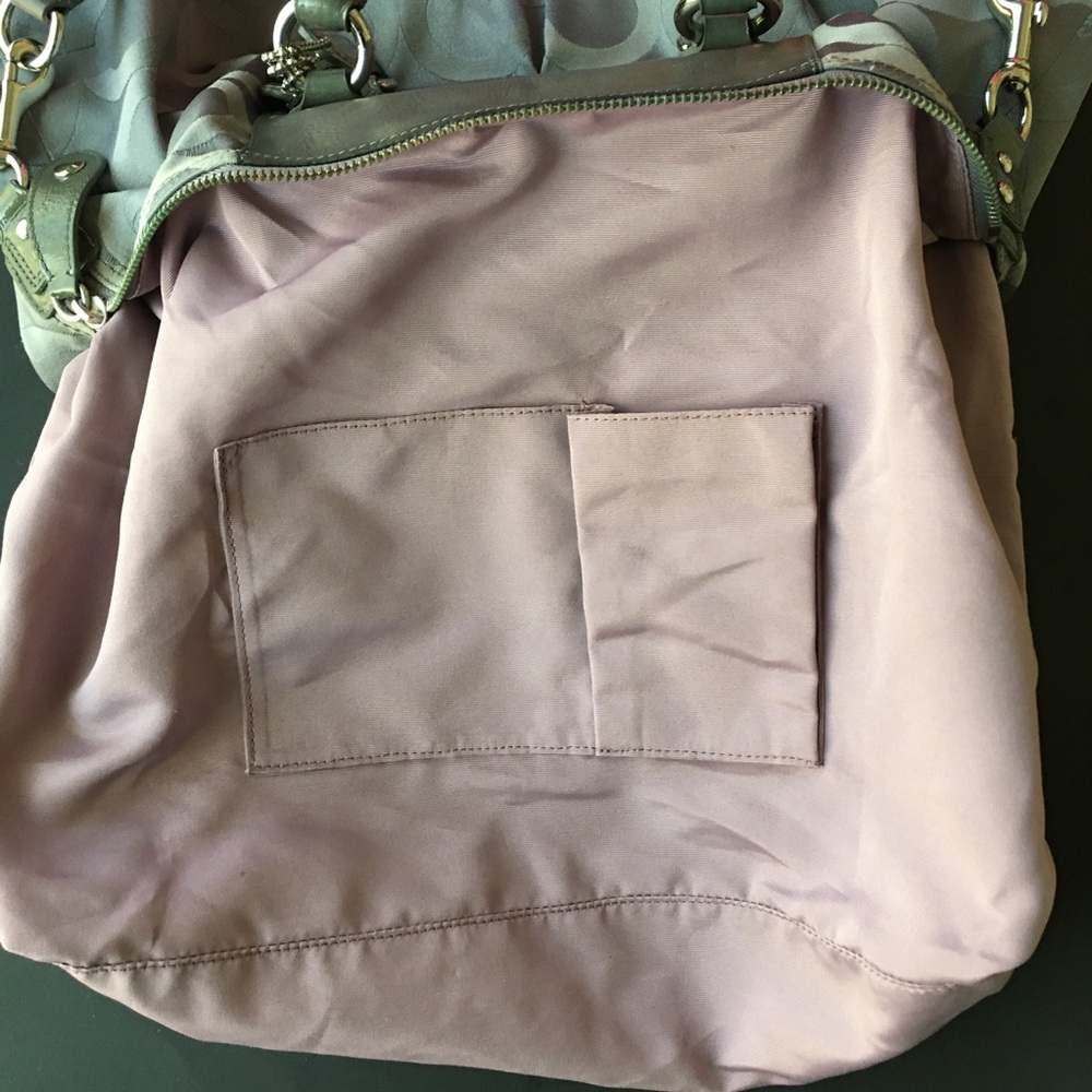 Coach Ashley Satchel Handbag Monogram Jacquard Gray Shoulder Strap Handle - Picture 5 of 13